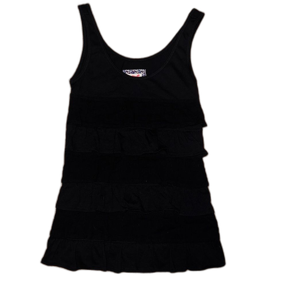 TOMMY GIRL Black Ruffle Tank Top MEDIUM